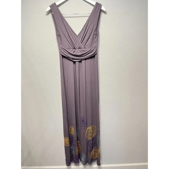 Boden Embroidered Maxi Jersey Dress Size 8L - Picture 6 of 10